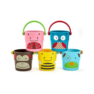 Skip Hop Baby Bath Toy, Zoo Stack & Pour Buckets