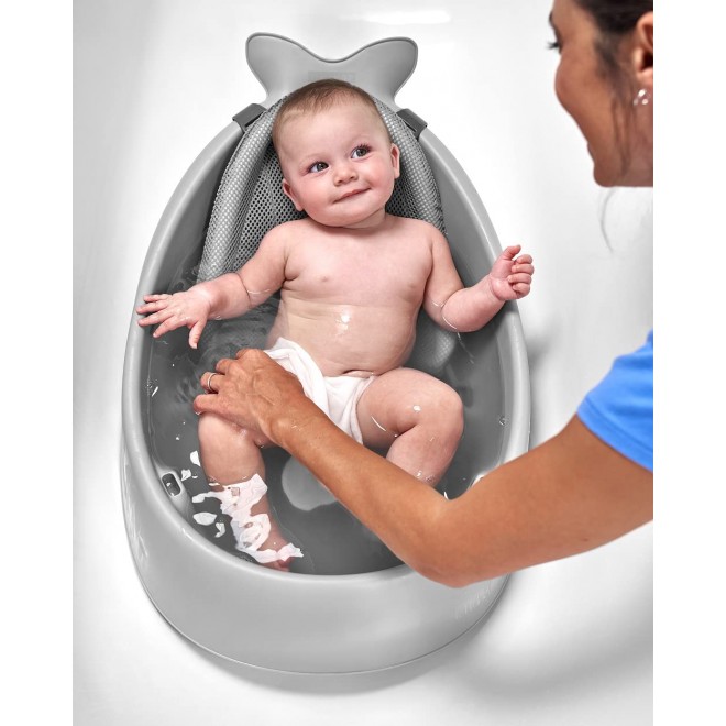 Skip Hop Baby Bath Tub, 3-Stage Smart Sling Tub, Moby