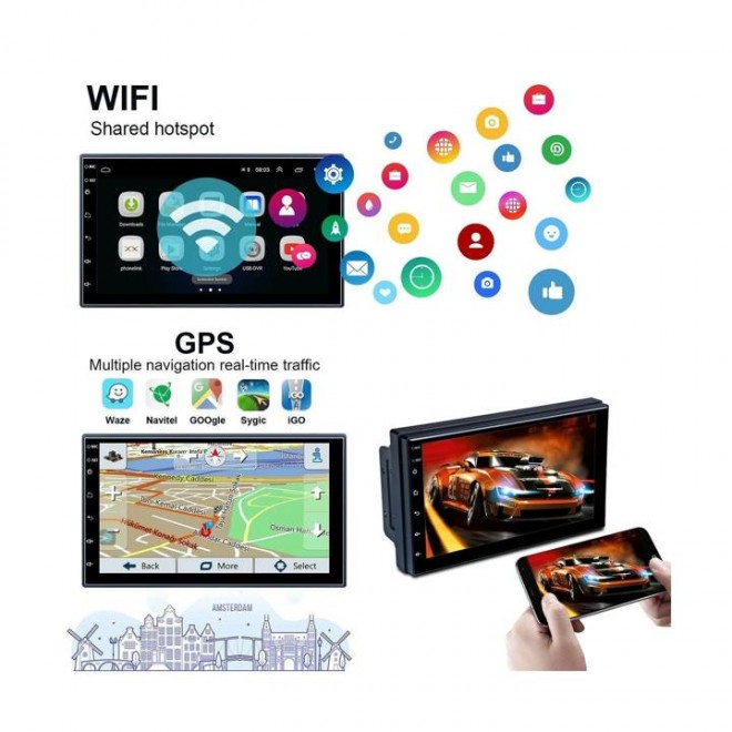 Android Car Stereo Double Din 10.1§ Touch Screen Car Gps Navigation