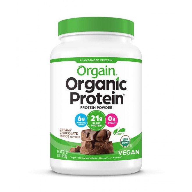 Orgain Organic Protein Plant Based Powder, Creamy Chocolate Fudge – 2.03 lb jar