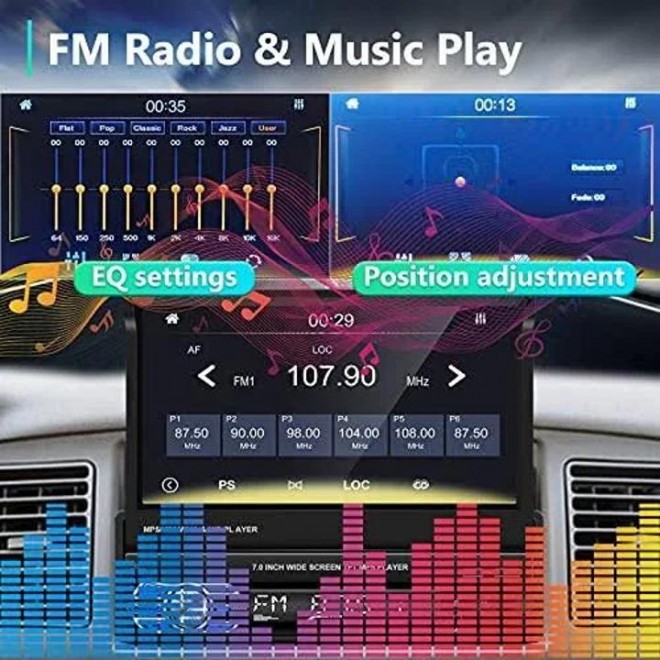 Rimoody Car Stereo with Apple Carplay Android Auto 7 inch Foldable HD Touchscreen Radio Supports FM Bluetooth