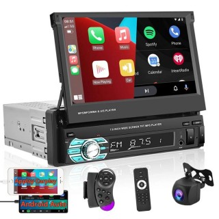 Rimoody Car Stereo with Apple Carplay Android Auto 7 inch Foldable HD Touchscreen Radio Supports FM Bluetooth