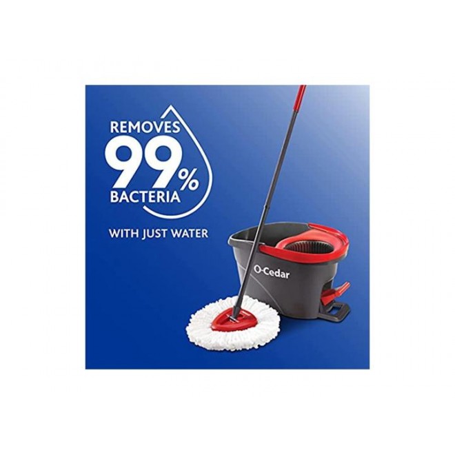 O-Cedar Easywring Microfiber Spin Mop & Bucket Floor Cleaning System with 1 Extra Refill