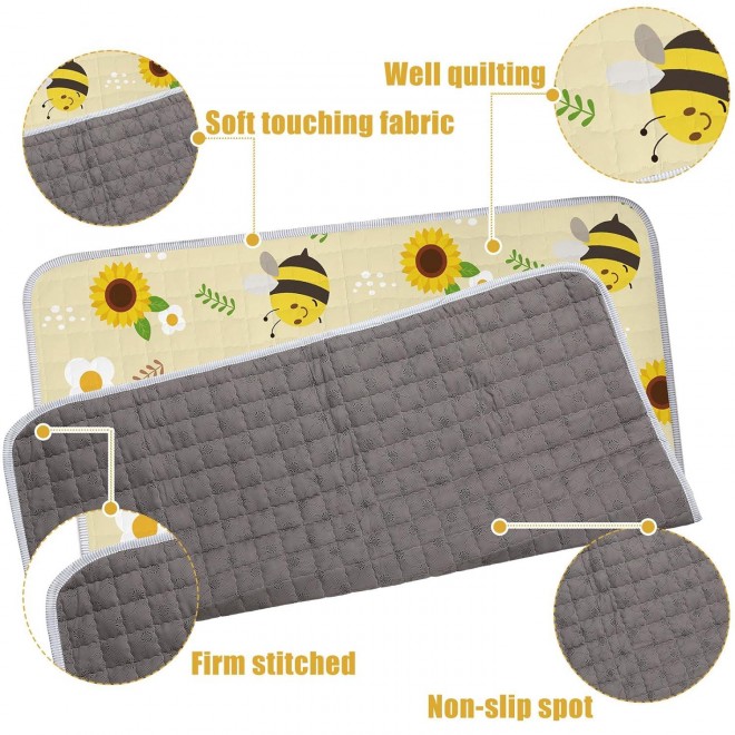 Wesiti Bee  Portable Baby Play Mat 50 X 50 Washable Foldable Crawling Mat Non Slip Cushioned