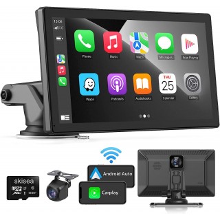 Skisea Wireless Apple Carplay Car Stereo,1080p Backup Camera DVR