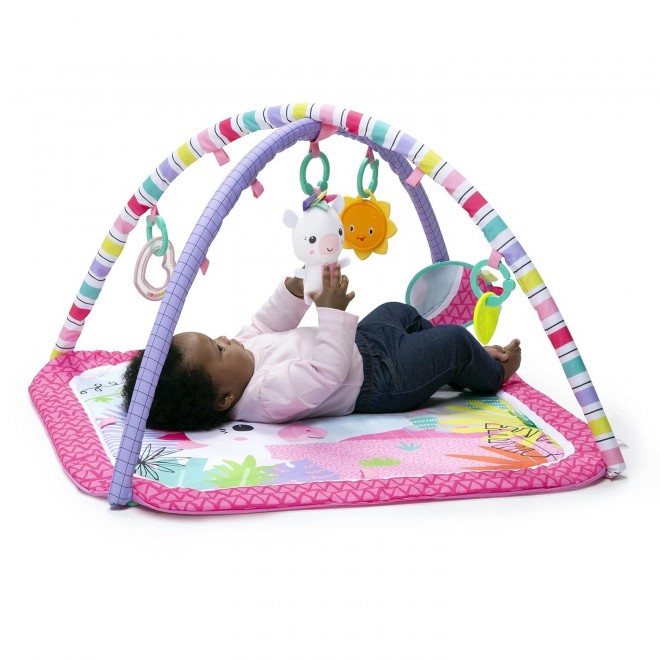 Bright Starts Unicorn Crew Baby Activity Gym & Play Mat with Taggies, Newborn and up