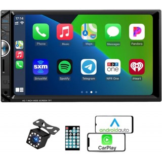 Double Din Car Stereo Apple Carplay 7 inch Car Radio with HD Touch Screen 