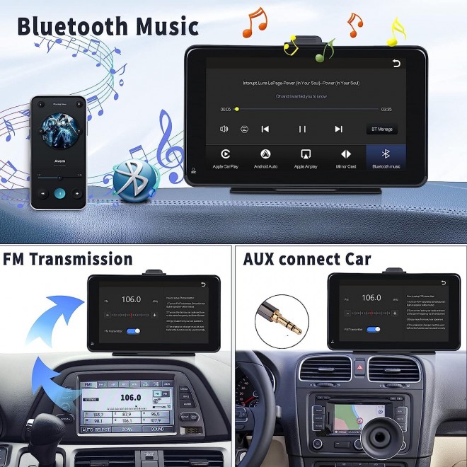 CAMECHO Apple CarPlay & Android Auto Car Stereo, Bluetooth, Voice Control