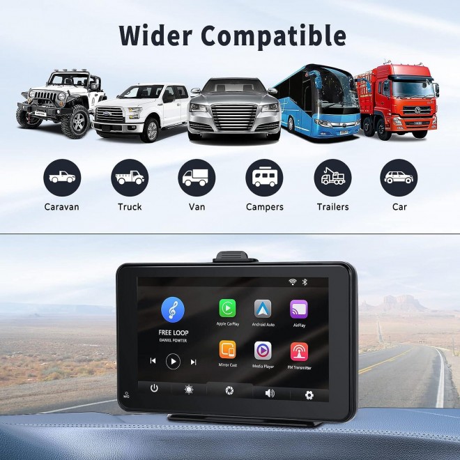 CAMECHO Apple CarPlay & Android Auto Car Stereo, Bluetooth, Voice Control