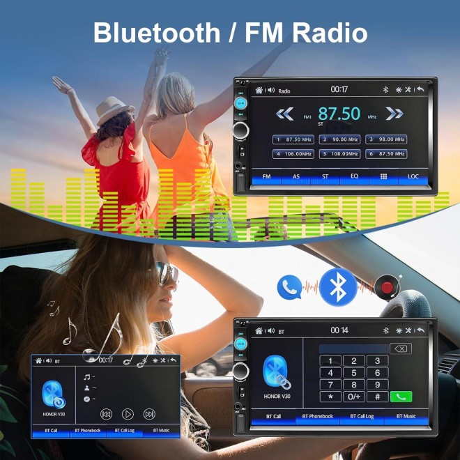 Podofo Double Din Car Stereo , 7 Inch HD Touch Screen Bluetooth Car Radio Receiver