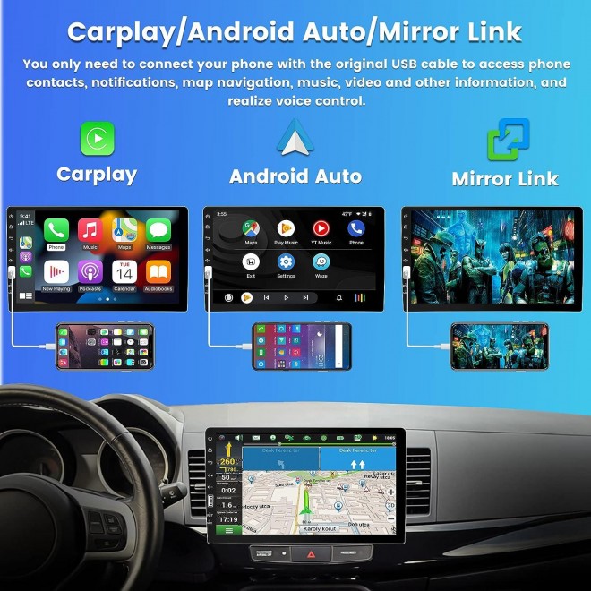 Car Radio Single Din Car Stereo with Apple Carplay Android Auto,FM/AM Radio Hikity 9 Inch Touch Screen Bluetooth