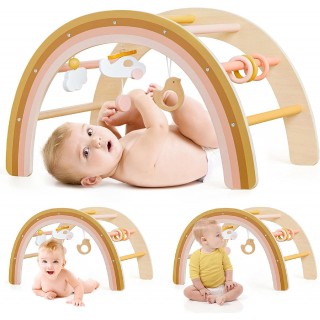 Tiny Land Baby Play Gym, Wooden Play Gym For Baby 0-6 Months, Wooden Baby Play Gym