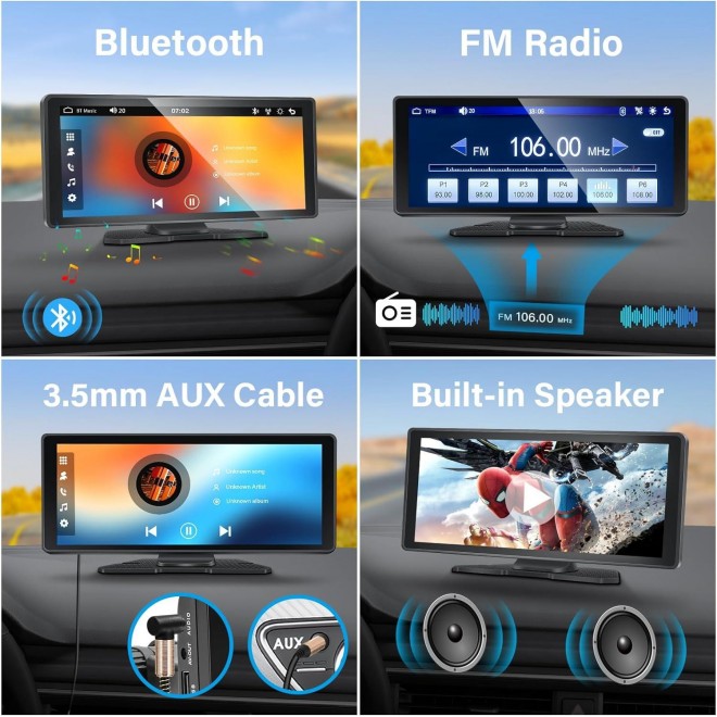 Wireless Apple Carplay/Android Auto Portable Car Stereo,Portable Apple Carplay with 9.3 HD IPS Screen