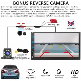 Double Din Car Stereo Radio with Backup Camera -Voice Control