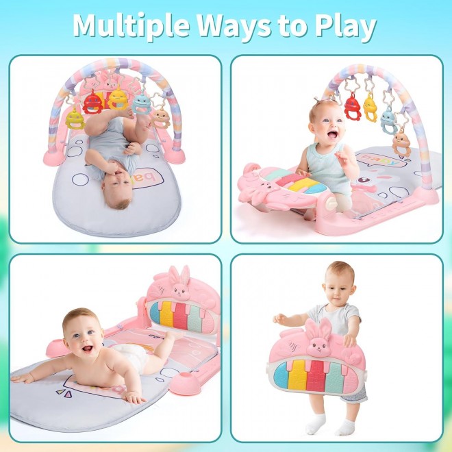 HOLYFUN Baby Play Mat Baby Gym,Funny Play Piano, Musiacl Activity Center for Kids