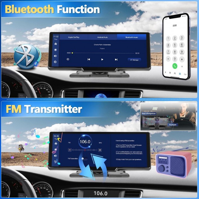 Portable Car Radio Apple Carplay Wireless Car Stereo Receiver 9.3 inch Apple car Play