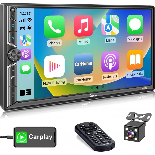 Double Din Car Stereo with Voice Control Carplay, Hands-Free Bluetooth