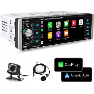 Car Stereo Compatible with Apple Carplay & Android Auto, Bluetooth Backup Camera