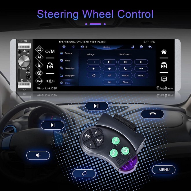 Car Stereo Compatible with Apple Carplay & Android Auto, Bluetooth Backup Camera