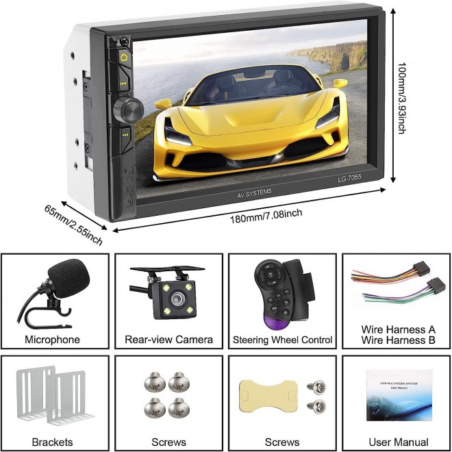 Double Din Car Stereo,Car Stereo,Touch Screen Stereo with Backup Camera