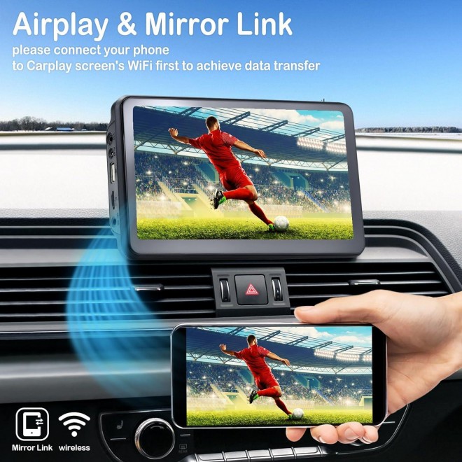 Wireless Apple Carplay & Android Auto,Portable Car Stereo with Voice Control