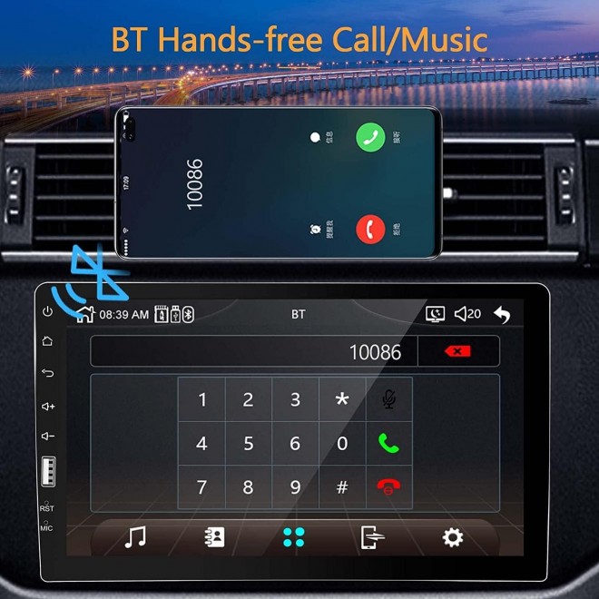 Single Din Car Stereo Apple Carplay Android Auto, with Bluetooth FM AM iOS