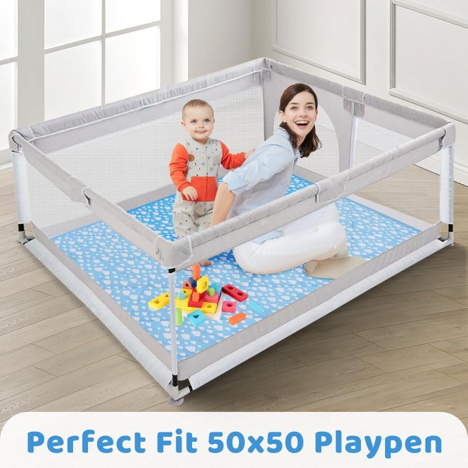 Yeeeasy Play Mat for Playpen, Non-Slip Playmats for Babies and Toddlers