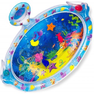 Splashin'kids Inflatable Tummy Time Premium Water mat with Mirror and rattles