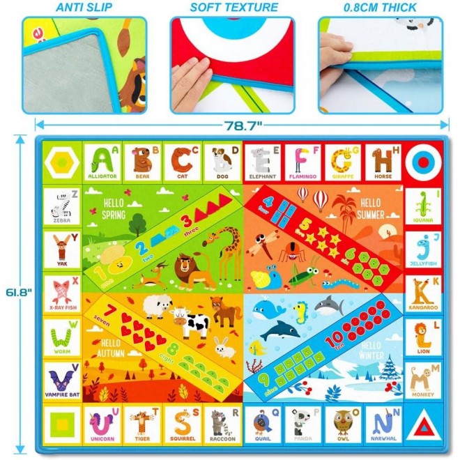 Baby Play Mats ,Educational ABC Alphabet Colors Shapes Numbers Rug for Kids