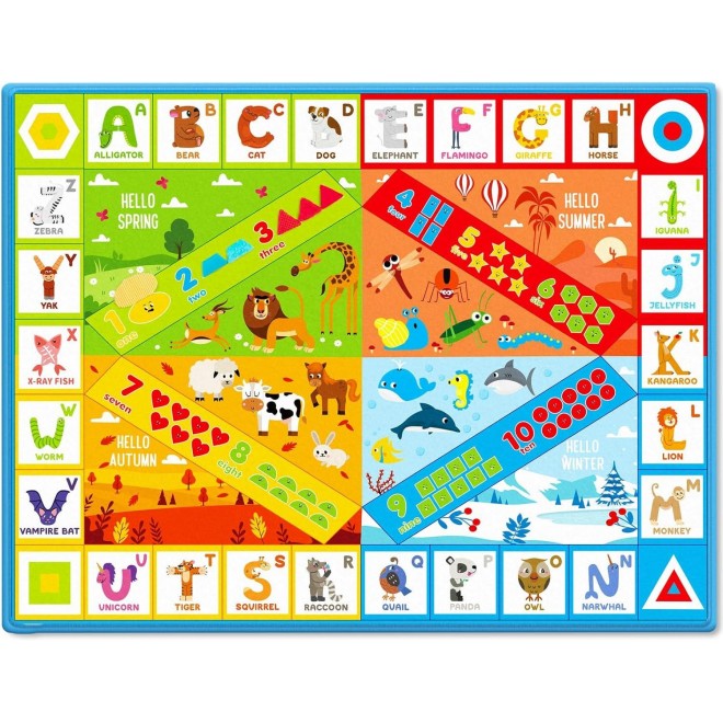 Baby Play Mats ,Educational ABC Alphabet Colors Shapes Numbers Rug for Kids