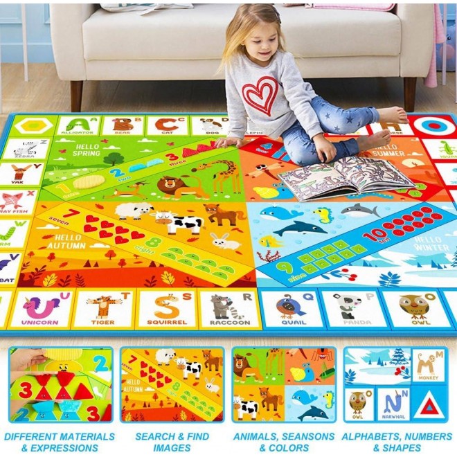 Baby Play Mats ,Educational ABC Alphabet Colors Shapes Numbers Rug for Kids