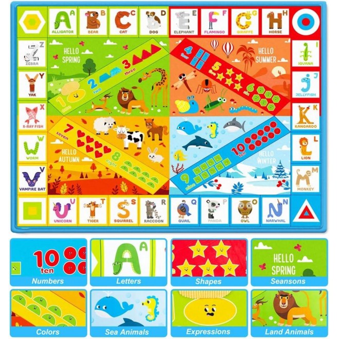 Baby Play Mats ,Educational ABC Alphabet Colors Shapes Numbers Rug for Kids