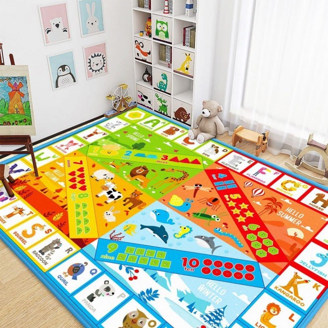 Baby Play Mats ,Educational ABC Alphabet Colors Shapes Numbers Rug for Kids