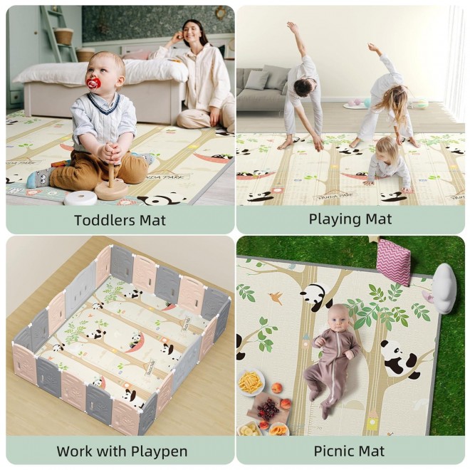 Baby Play Mat, Extra Large Foldable Play Mat for Floor, Waterproof Baby Floor Mat for Infants