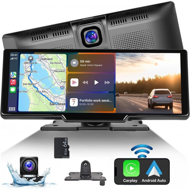 Wireless Carplay Android Auto Portable Car Stereo, HD Car Play Screen