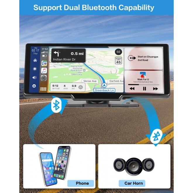 Wireless Carplay Android Auto Portable Car Stereo, HD Car Play Screen