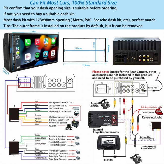 Car Stereo Compatible with Apple Carplay and Android Auto,Bluetooth