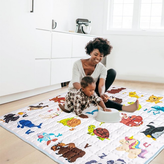 Beavtaens Baby Play Mat,  Foldable Thick Activity Mat for Floor