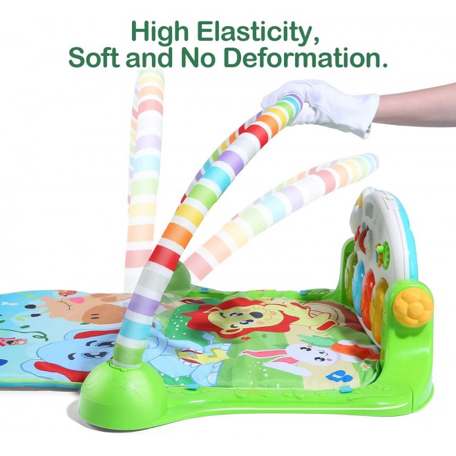 CUTE STONE Baby Gym Play Mat, Play Piano Gym with Tummy Time Activity Mat