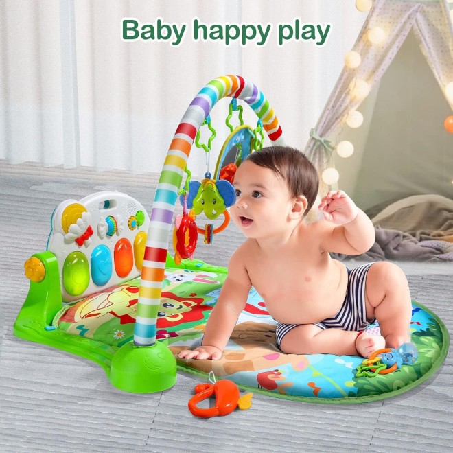 CUTE STONE Baby Gym Play Mat, Play Piano Gym with Tummy Time Activity Mat