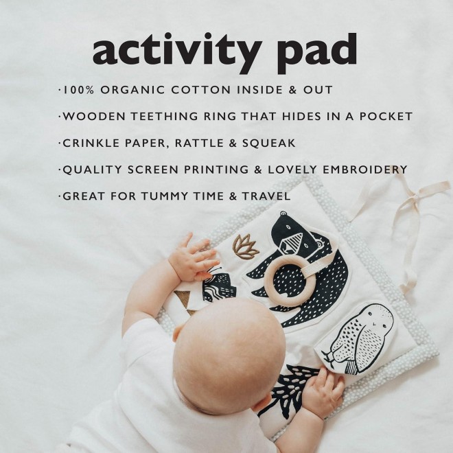 Wee Gallery Organic Activity Pad - High Contrast Tummy Time Play Mat