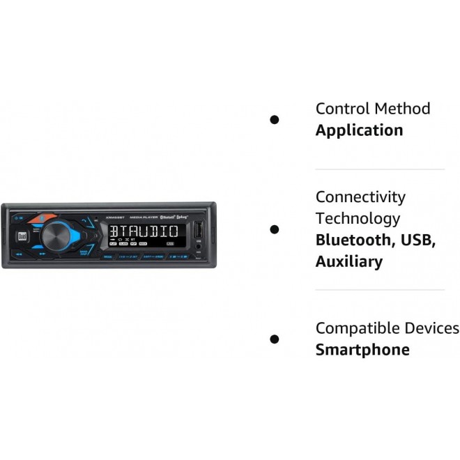 Dual XRM59BT Single-DIN In-Dash All-Digital Media Receiver with Bluetooth