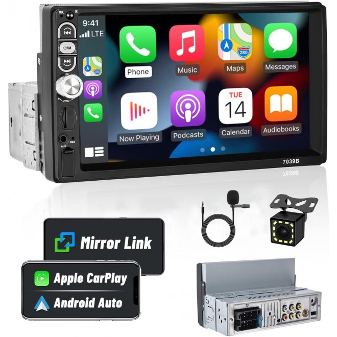 Hikity Single Din Car Stereo 7 Inch Touchscreen