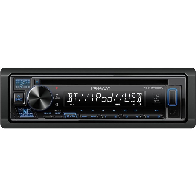 KENWOOD KDC-BT282U CD Car Stereo - Single Din, Bluetooth Audio, USB MP3, FLAC, Aux in, AM FM Radio