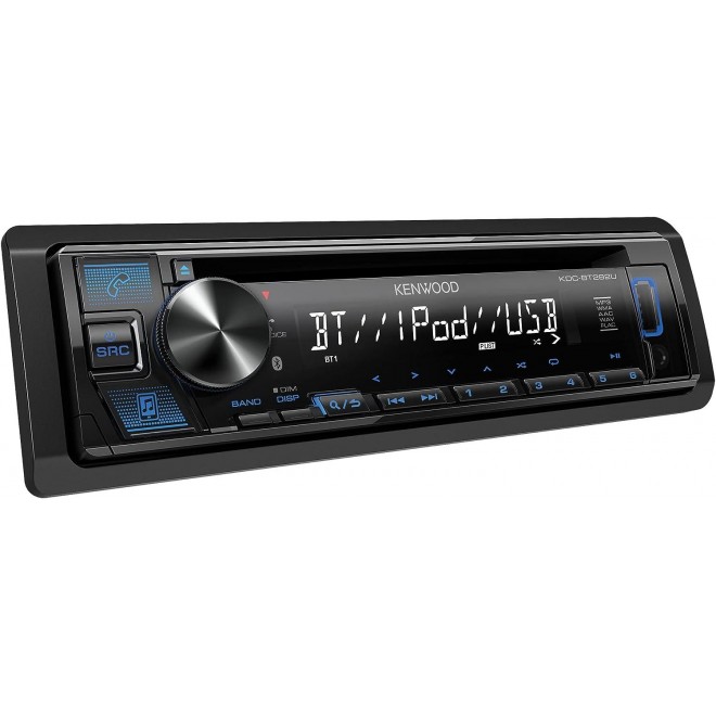 KENWOOD KDC-BT282U CD Car Stereo - Single Din, Bluetooth Audio, USB MP3, FLAC, Aux in, AM FM Radio