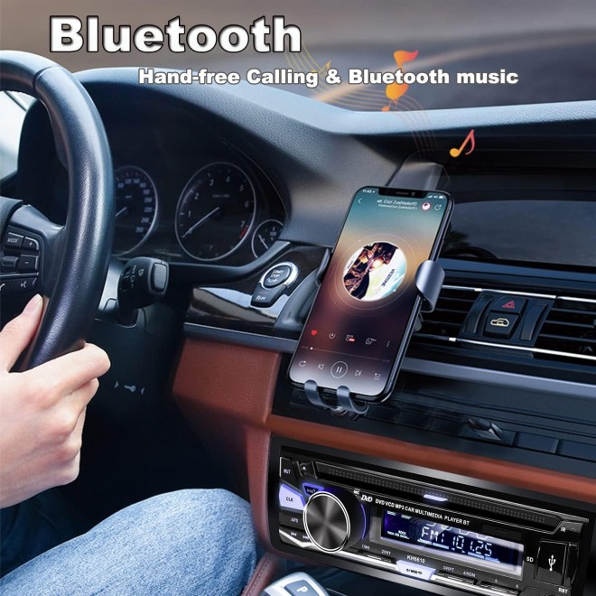 Hengweili Single Din Car Stereo with CD DVD Player Bluetooth USB AM/FM Radio