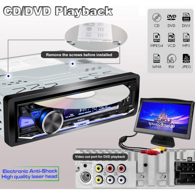 Alondy Single Din Car Stereo |FM/AM/RDS Radio | USB SD AUX Audio Receiver