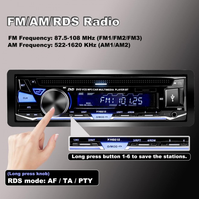 Alondy Single Din Car Stereo |FM/AM/RDS Radio | USB SD AUX Audio Receiver