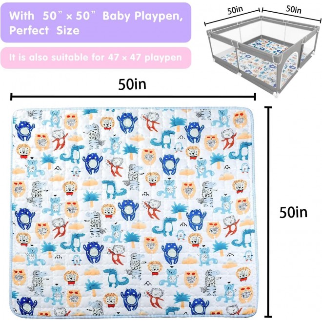 Zebrater Baby Play Mat ,Non-Slip Washable Baby Playpen Mat For Floor