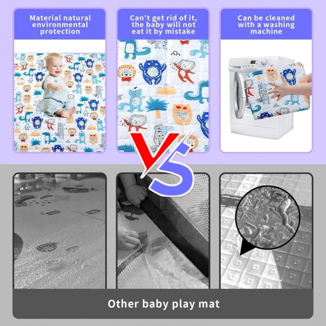 Zebrater Baby Play Mat ,Non-Slip Washable Baby Playpen Mat For Floor